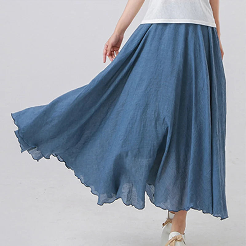 Cotton Linen Maxi Skirt