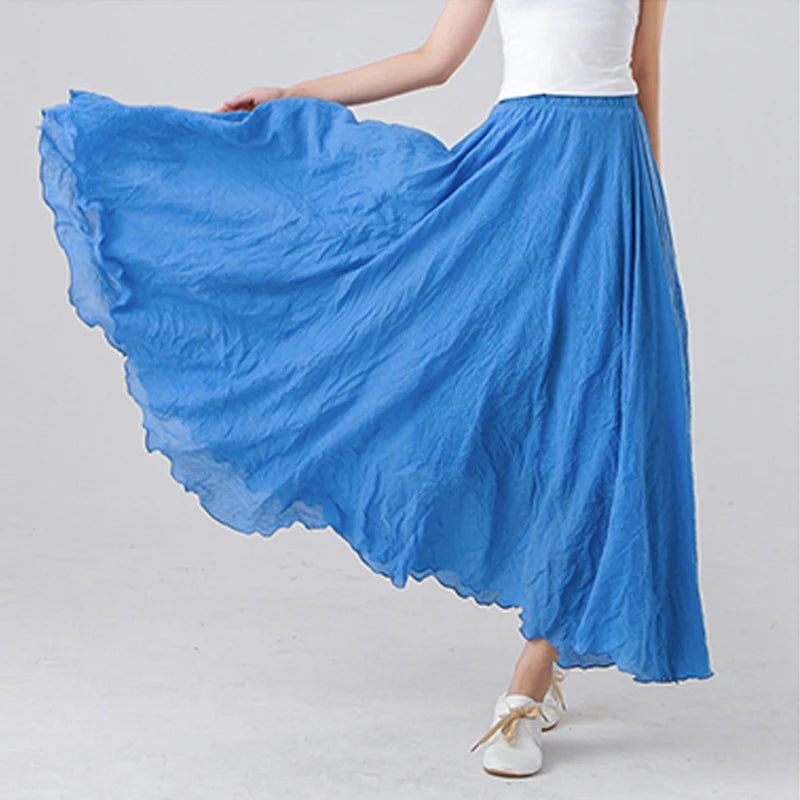 Cotton Linen Maxi Skirt