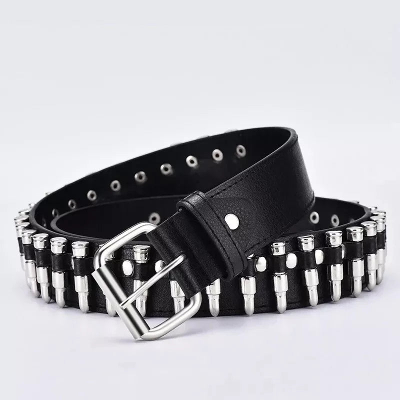 Women leather punk belt