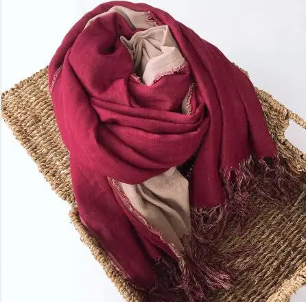 Thickened Warm Double-Sided Cotton Scarf