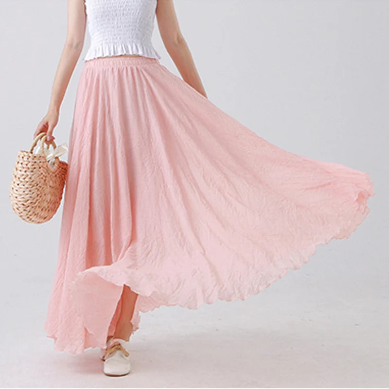 Cotton Linen Maxi Skirt