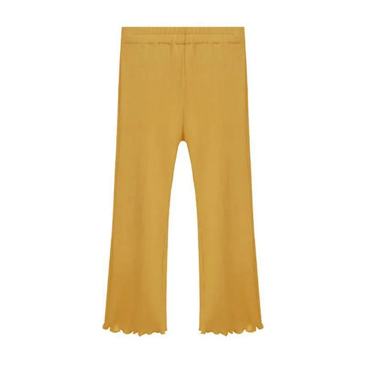 Girls Summer Solid Color Thin Ribbed Knit Flared Pants