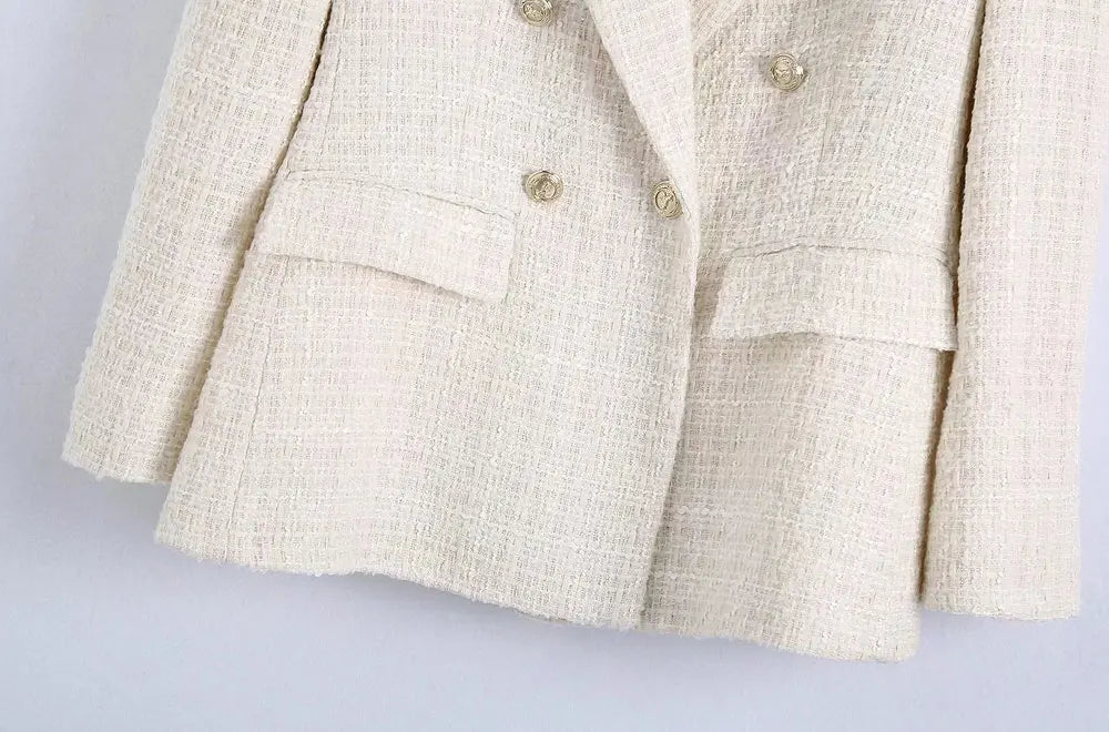 Tweed Double Breasted Blazer Coat