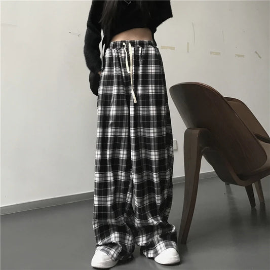 Oversize Black Plaid Sweatpants