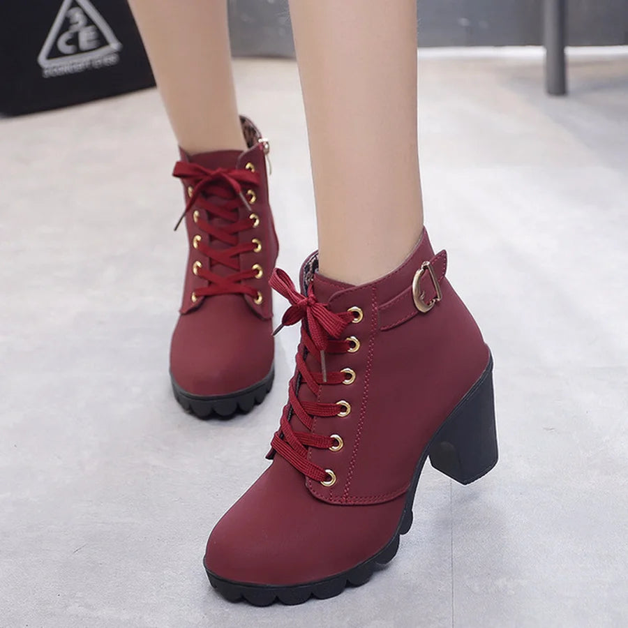 Lace-up High Heel Boots