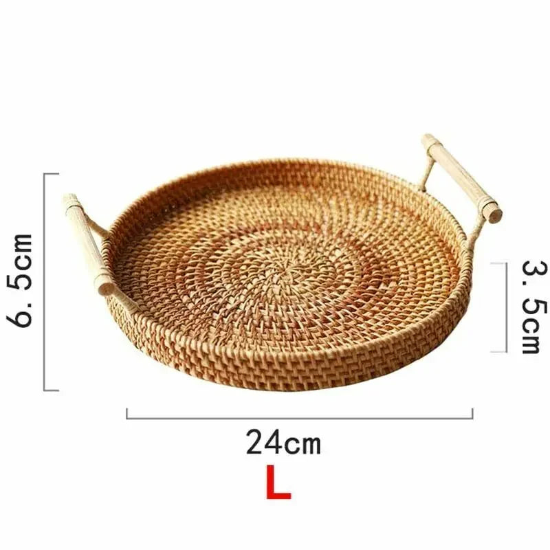 Rattan Storage Tray Round