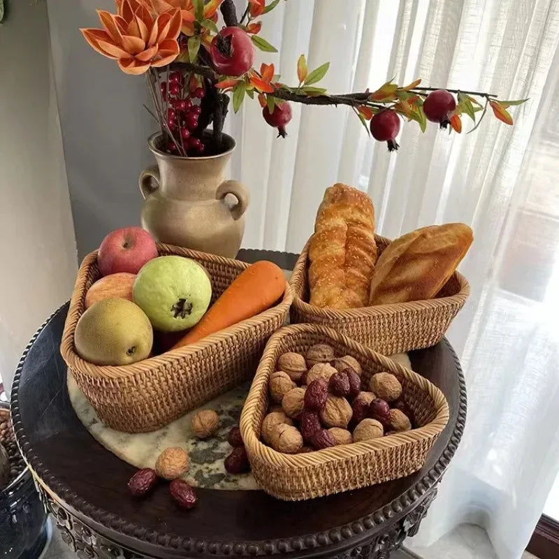 Handwoven Rectangular Rattan Wicker Basket