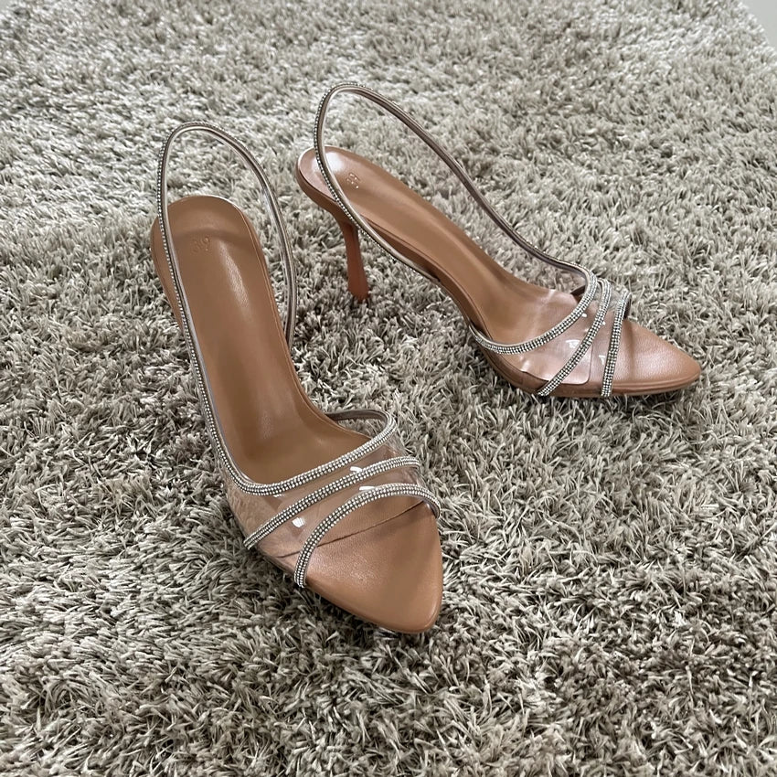 Summer Rhinestone Slingback Heels