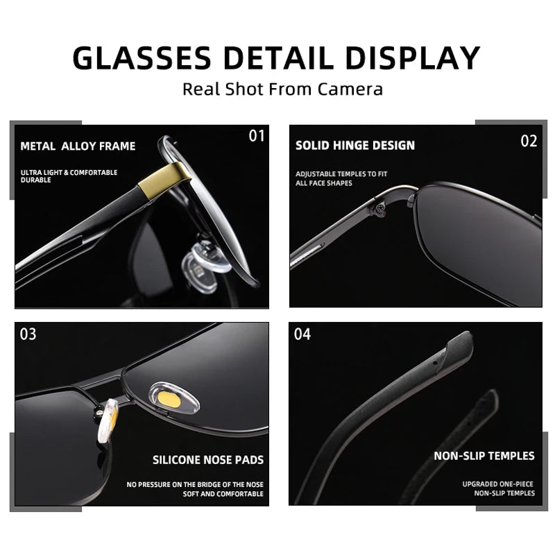 Square Photochromic Polarized Sunglasses