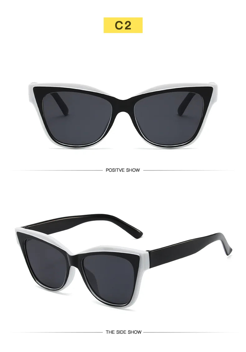 Vintage Black White Cat Eye Sunglasses