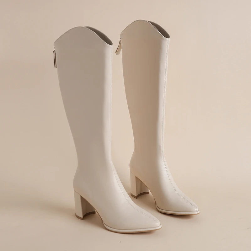 High Heels Zipper Knee Boots