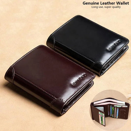 RFID Blocking Genuine Leather Trifold Wallet