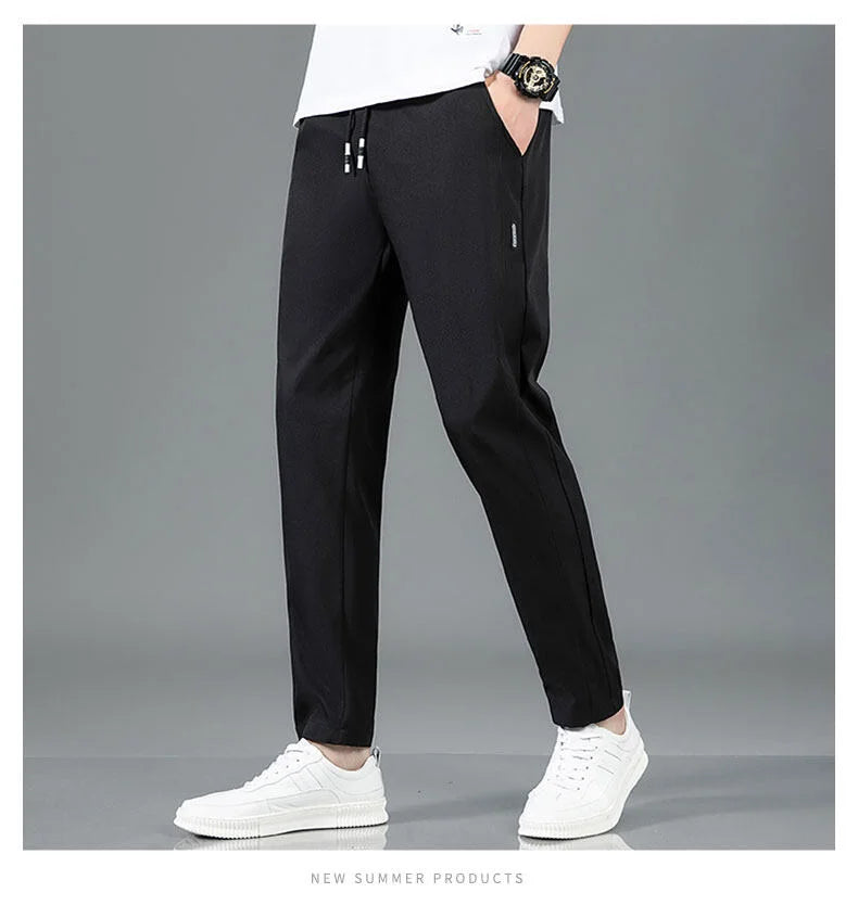 Summer Waist Drawing Solid Color Trousers