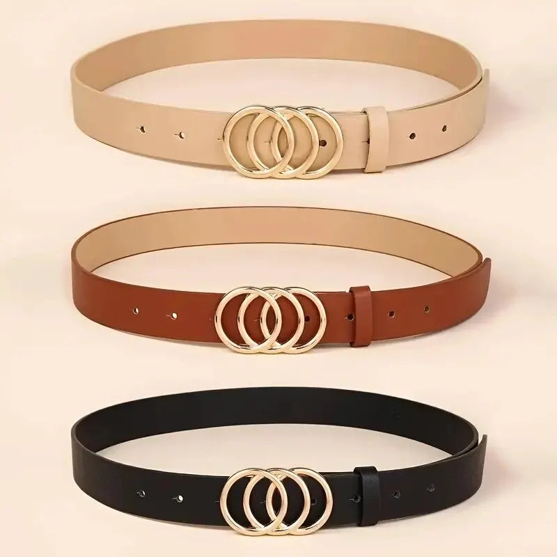 Women's Triple Round Buckle Belt