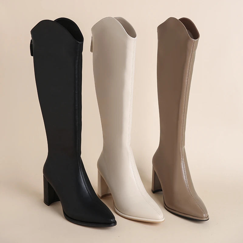 High Heels Zipper Knee Boots