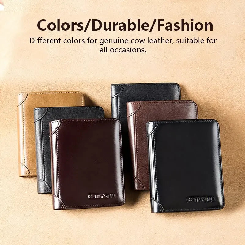 RFID Blocking Genuine Leather Trifold Wallet