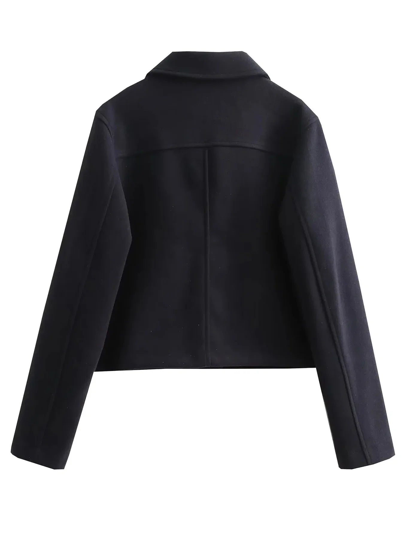 Aviator Black Wool & Blend Cropped Bomber Jacket