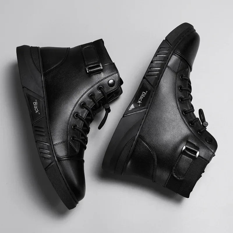 Black Leather Motorcycle Boots