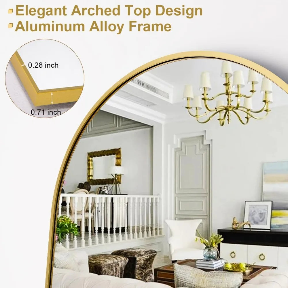 Arched Full Length Standing Mirror - Golden