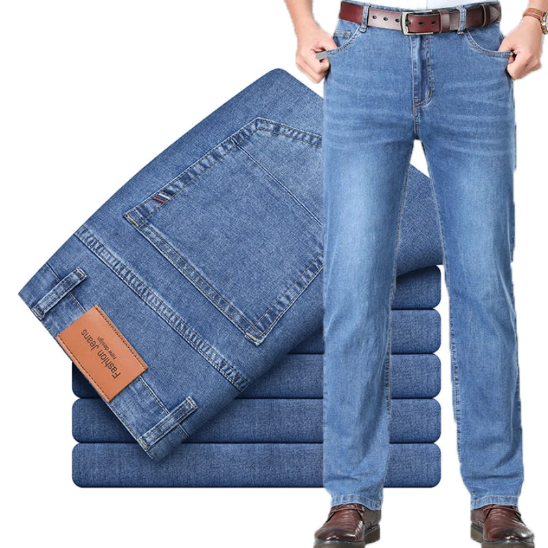 Men's Fit Straight Lightweight Cotton Stretch Jeans