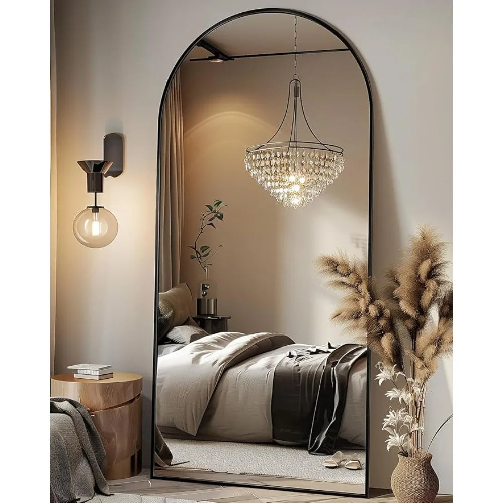 Oversized Independent, Arched Floor Standing Mirror - Black