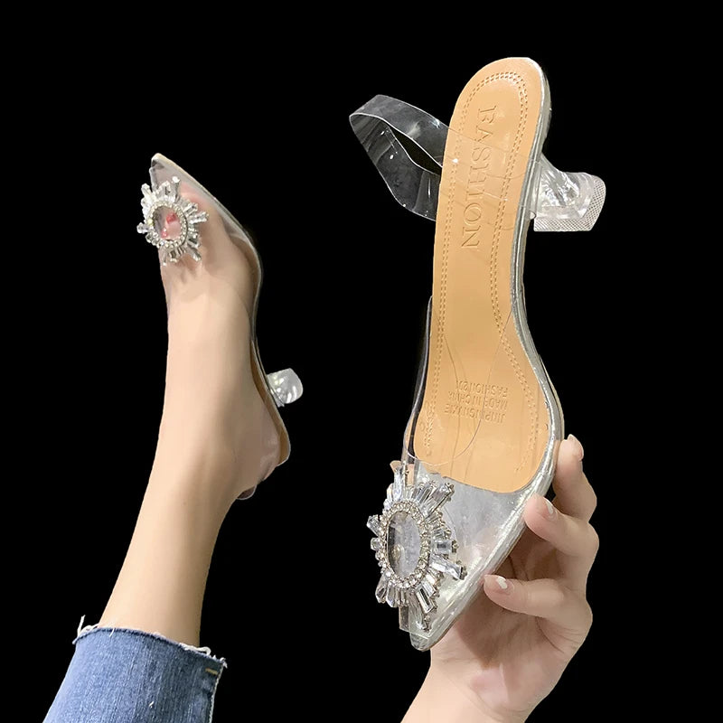 Wedding Transparent Banquet Comfortable Crystal High Heels