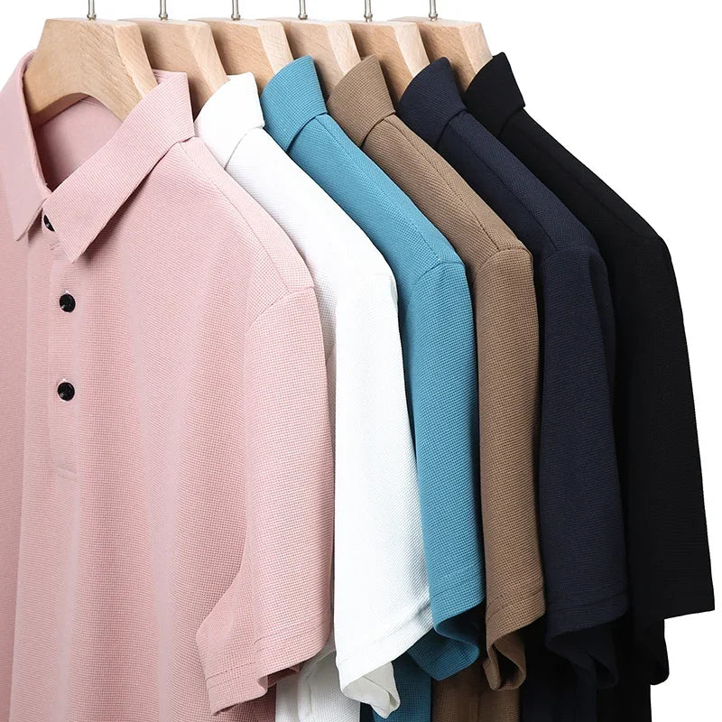 Men's Casual Waffle Short Sleeve Polo Shirt