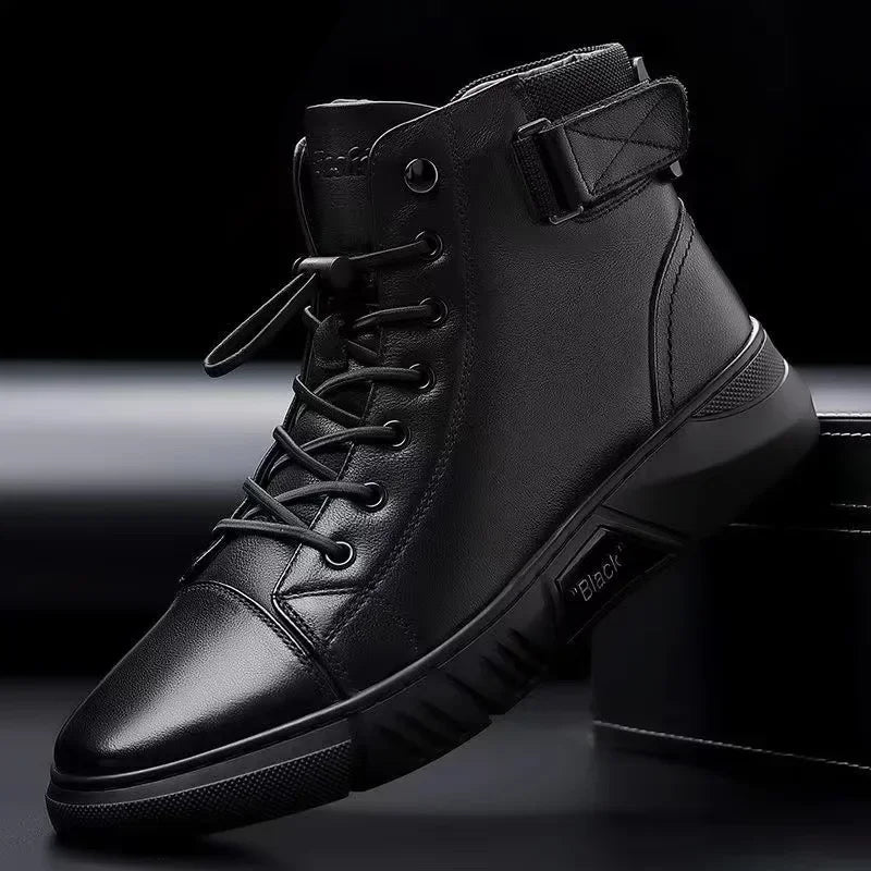 Black Leather Motorcycle Boots