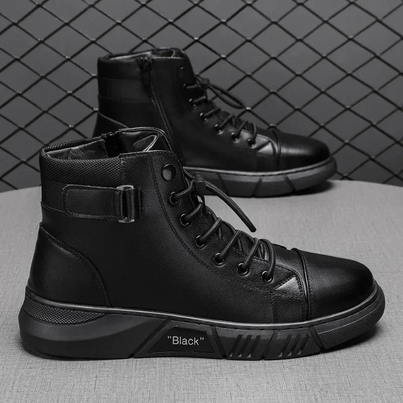 Black Leather Motorcycle Boots