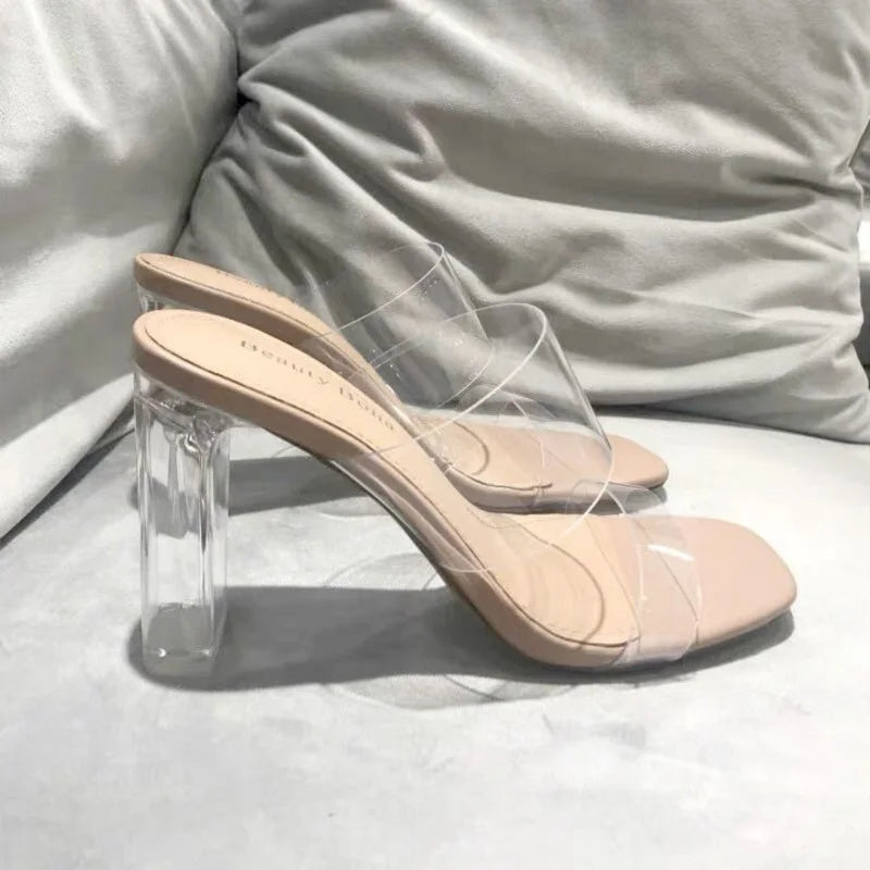 Transparent Women Block Heels