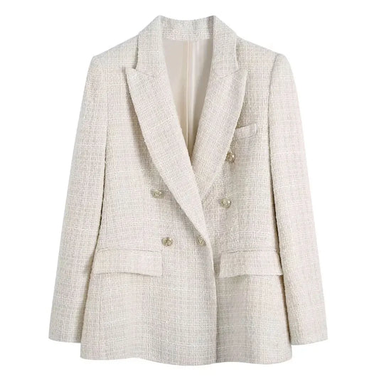 Tweed Double Breasted Blazer Coat