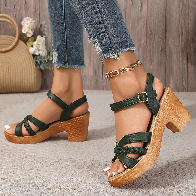 Women's Braided High Heels Sandals