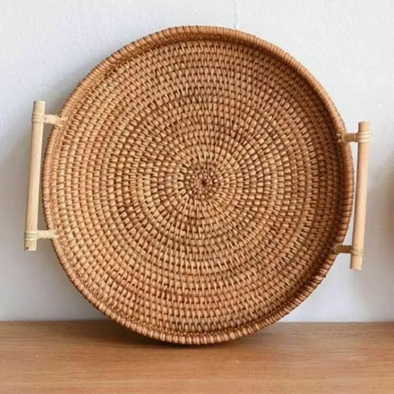 Rattan Storage Tray Round