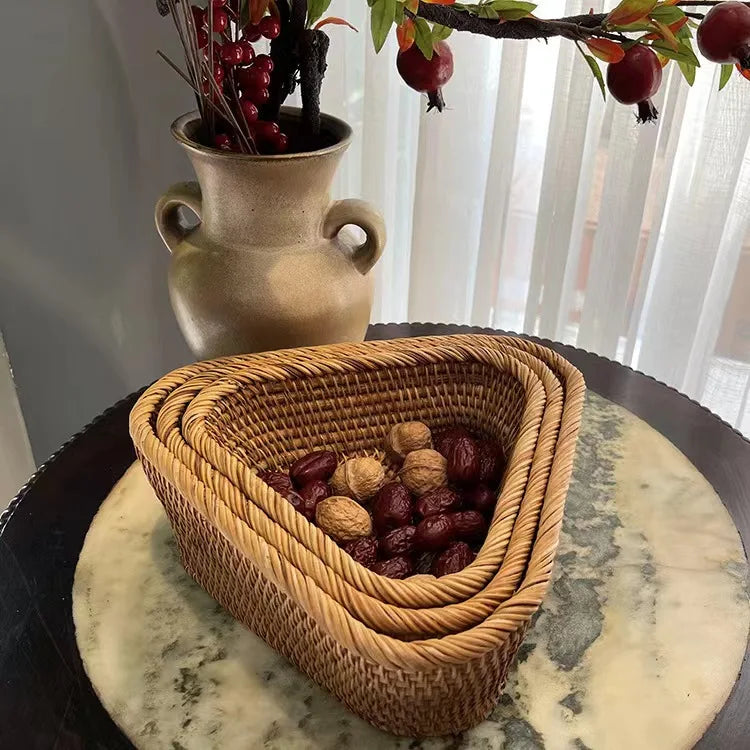 Handwoven Rectangular Rattan Wicker Basket