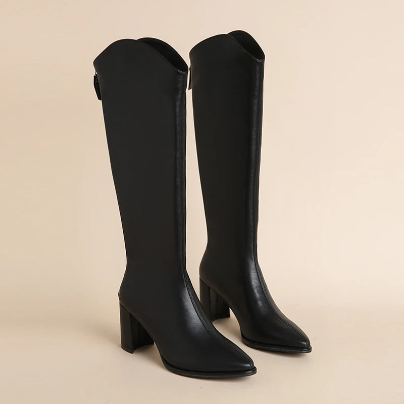 High Heels Zipper Knee Boots