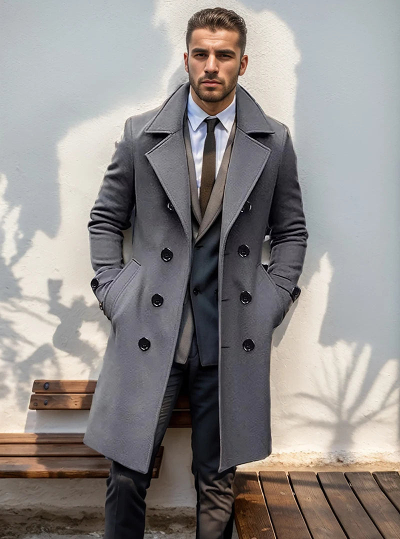 Men's Double Breasted Woolen Coat