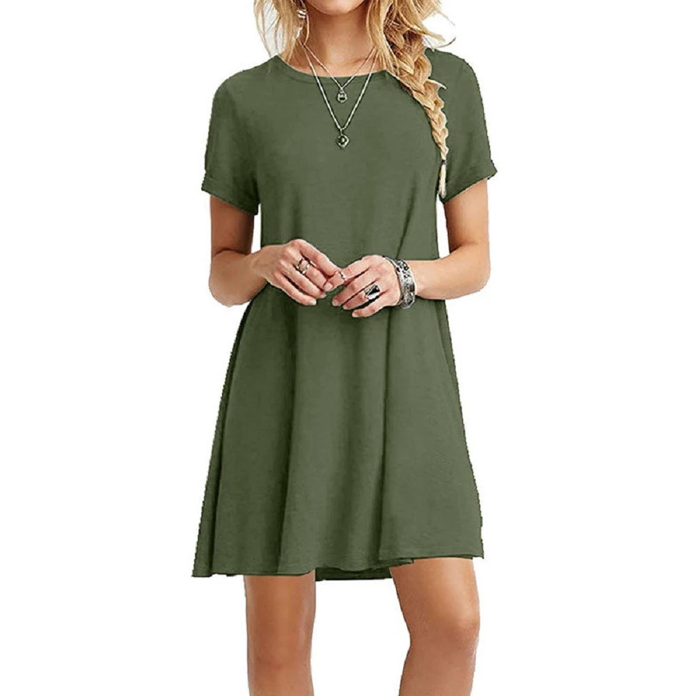 Solid Color Mini Dress