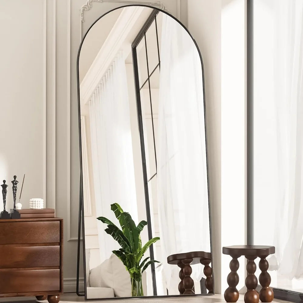 Oversized Independent, Arched Floor Standing Mirror - Black