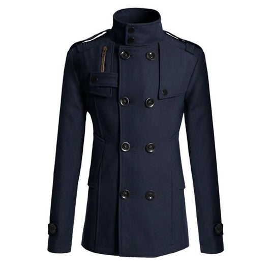 Men's Slim Fit Casual Double breasted Mid length Coat