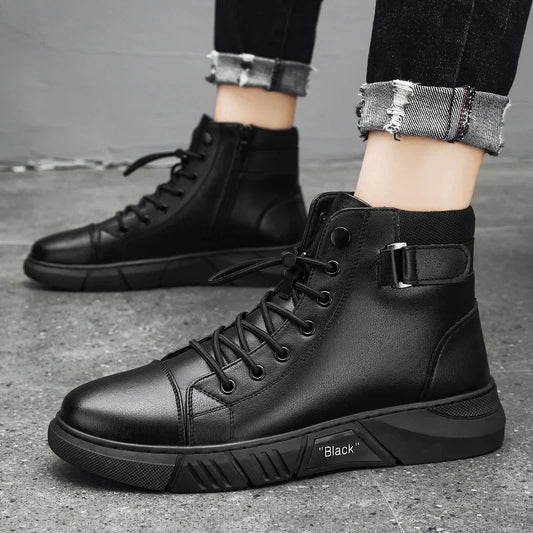 Black Leather Motorcycle Boots