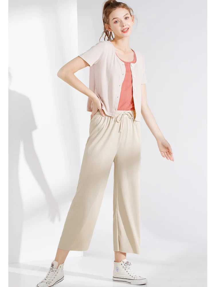 Women Ankle-Length Wide Leg Trouser