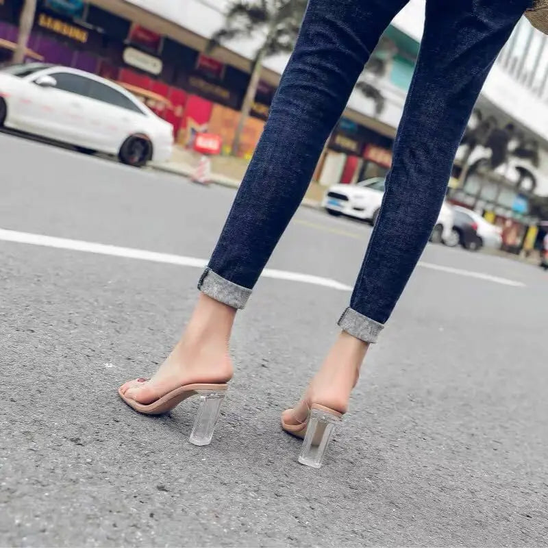 Transparent Women Block Heels