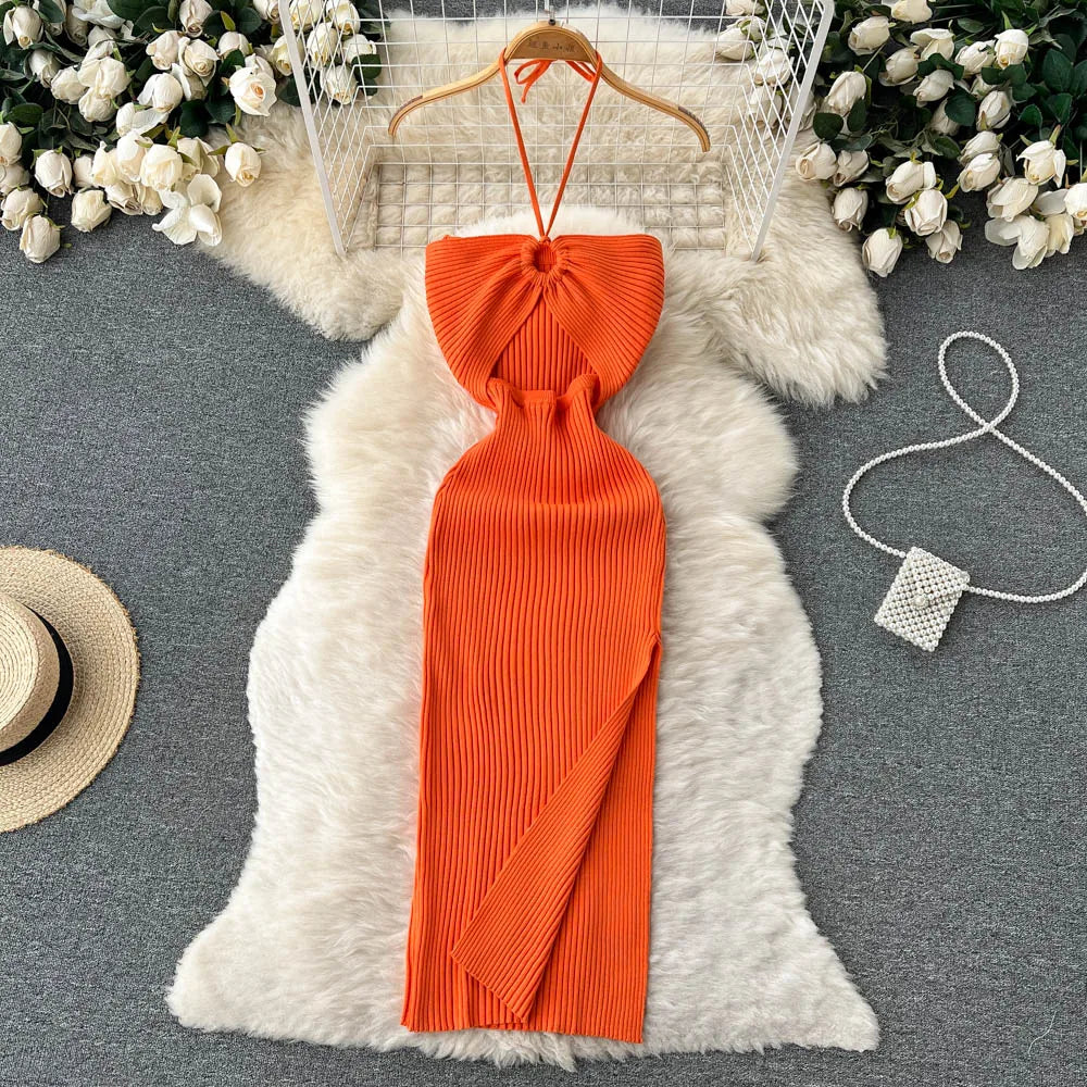 Chic Sexy Package Hips Split Knitted Dress